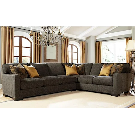 Contemporary L-Shaped Sectional Sofa with Track Arms